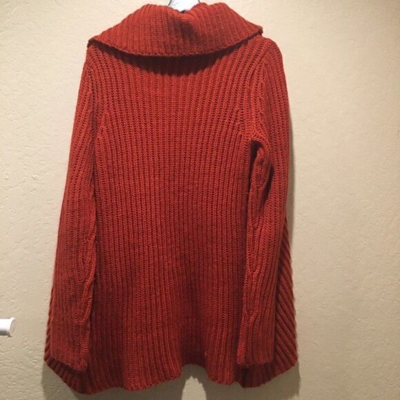 Soft Surroundings Burnt Orange Open waterfall chunky knit cardigan XS - Picture 2 of 5